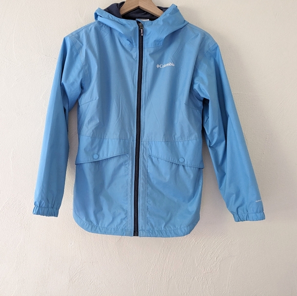Columbia Girls Blue Rainy Trails Fleece Lined Jacket Waterproof Size Large - Picture 10 of 10